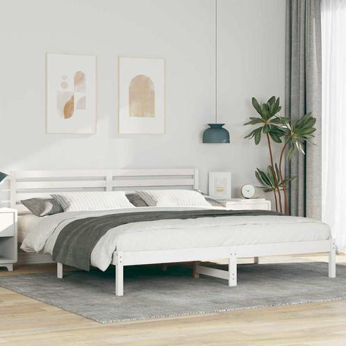 vidaXL Bedframe met hoofdeinde Wit 180 x 200 cm Massief, Huis en Inrichting, Slaapkamer | Bedden, Nieuw, Verzenden