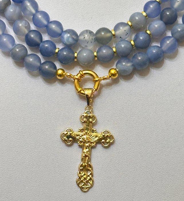 Natuurlijk blauw opaal uit Peru met een katholiek kruis., Antiquités & Art, Antiquités | Livres & Manuscrits