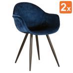 Stoelen | FIONA |  Fluweel/Metaal | Blue |  Zwarte Poten |HC, Verzenden, Nieuw in verpakking