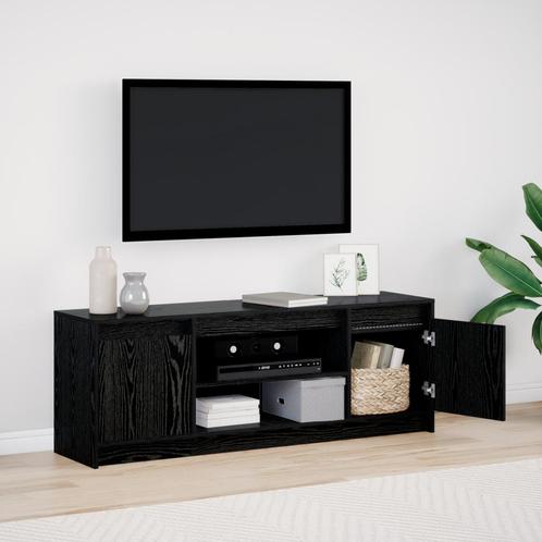 vidaXL TV-kast met LED in Zwart Eiken, 139,5x34x50 cm,, Huis en Inrichting, Kasten |Televisiemeubels, Nieuw, Verzenden