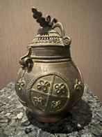 Pot - Gepatineerd brons - Dhokra pot - Pauwen pot