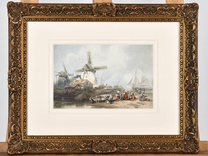 Hermanus Koekkoek Sr. (1815-1882) - The off loading of the, Antiquités & Art, Art | Peinture | Classique