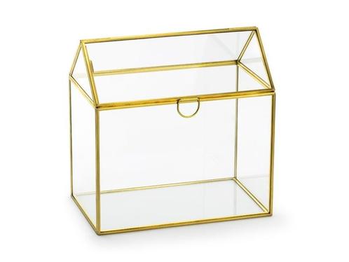 Glazen Enveloppendoos Goud 21xcm, Hobby en Vrije tijd, Feestartikelen, Nieuw, Verzenden