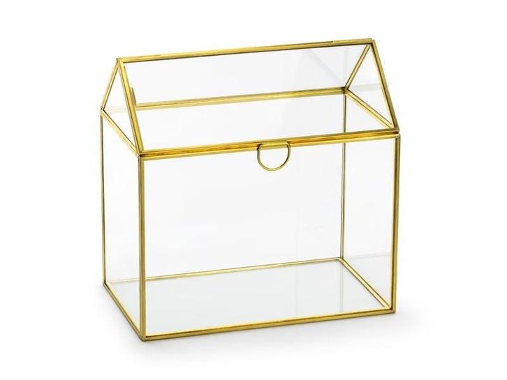 Glazen Enveloppendoos Goud 21xcm, Hobby en Vrije tijd, Feestartikelen, Nieuw, Verzenden