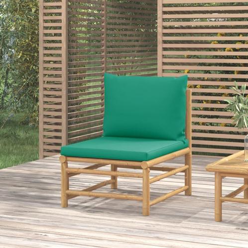 vidaXL Tuinmiddenbank met kussens bamboe groen, Tuin en Terras, Tuinsets en Loungesets, Nieuw, Verzenden