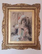 Antonio Mancini (1852-1930) - Donna in maschera, Antiek en Kunst