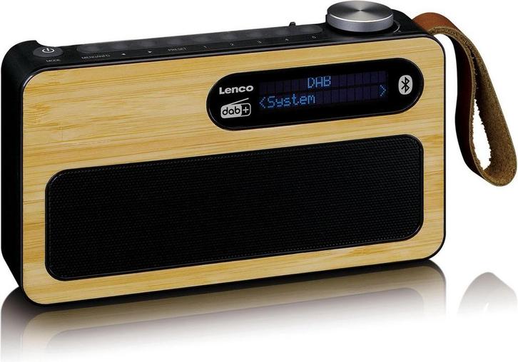 Lenco PDR-040BAMBOOBK - Draagbare DAB Radio met FM, DAB+ en, Audio, Tv en Foto, Radio's, Nieuw, Verzenden