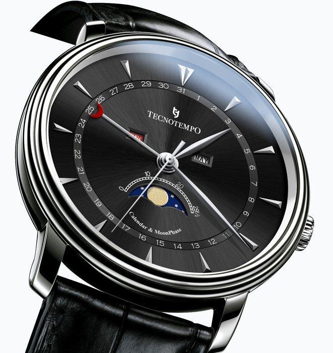 Tecnotempo - Calendar & Moon Phase - 40mm - - TT.CMP.B -, Handtassen en Accessoires, Horloges | Heren