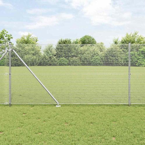 vidaXL Hek met Palen Zilver 1.4 x 50 m Staal, Tuin en Terras, Tuinhekken en Hekwerk, Nieuw, Verzenden