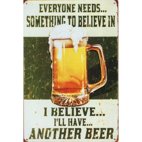 Wandbord reclamebord schil Beer Believe In bord, Verzamelen, Retro, Huis en Inrichting, Verzenden