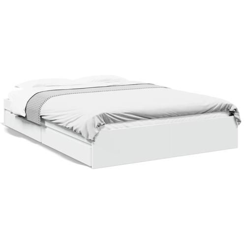 vidaXL Cadre de lit avec tiroirs blanc 150x200 cm bois, Huis en Inrichting, Slaapkamer | Bedden, Verzenden