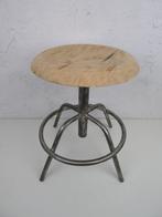 Kruk - Staal, Hout - draaiende werkplaatskruk, Antiek en Kunst