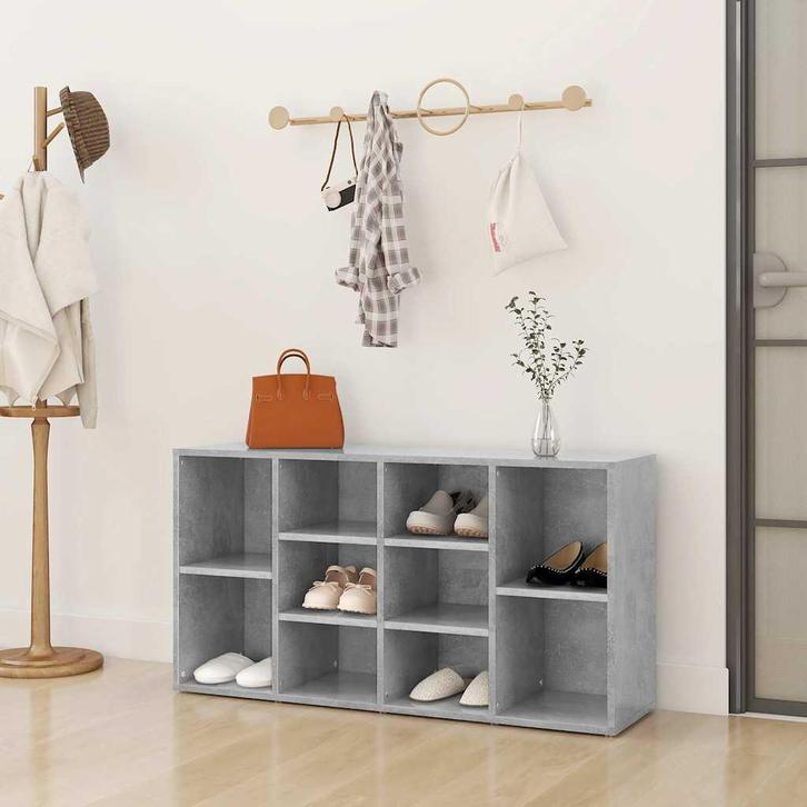 vidaXL Schoenenbank 103x30x55 cm bewerkt hout betongrijs, Huis en Inrichting, Kasten | Schoenenkasten, Nieuw, Verzenden