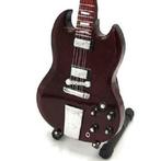 Miniatuur Gibson SG gitaar met gratis standaard, Collections, Cinéma & Télévision, Beeldje, Replica of Model, Verzenden