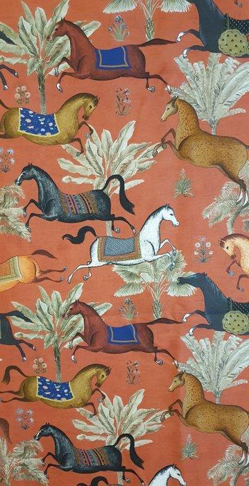 Oosterse stof met rennende paarden - 600x140cm - Exclusief, Antiquités & Art, Tapis & Textile