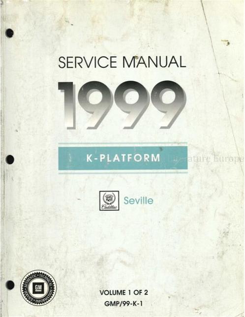 1999 CADILLAC SEVILLE WERKRPLAATSHANDBOEK ENGELS, Autos : Divers, Modes d'emploi & Notices d'utilisation