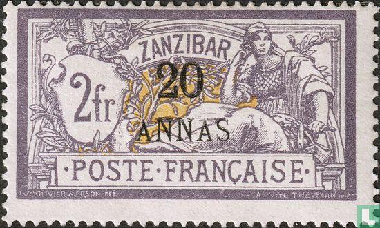 Zanzibar - Franse postkantoren - Allegorie (type Merson),..., Timbres & Monnaies, Timbres | Afrique, Envoi