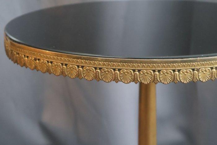 Bijzettafel - Gegoten messing - Wijntafel met glazen blad, Antiquités & Art, Curiosités & Brocante