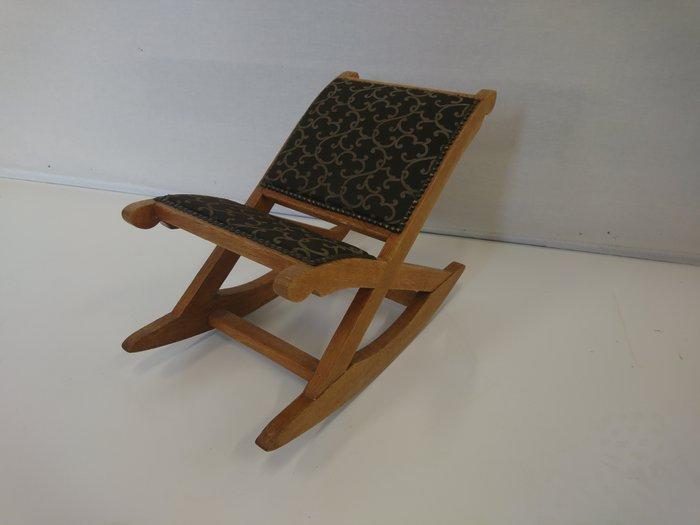 Voetbankje - Hout, Fabric, Antiek en Kunst, Curiosa en Brocante