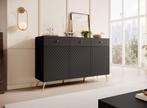 Meubella Dressoir Tadeo zwart goud 150 cm, Huis en Inrichting, Kasten | Dressoirs, Verzenden, Nieuw, 25 tot 50 cm, 150 tot 200 cm