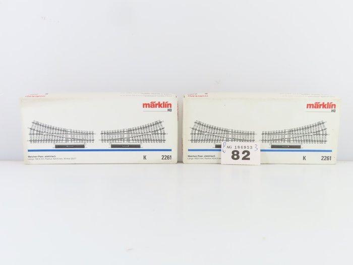 Märklin H0 - 2261 - Modeltreinsporen (2) - 4 Wissels 2x, Hobby en Vrije tijd, Modeltreinen | H0