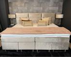 Familie Boxspring Kingsize XXL Beige Velours, Nieuw