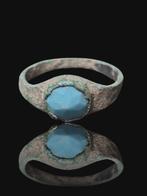 Nomades Bronze, Pierre en verre bleu éblouissante Bague