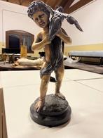 sculptuur, ragazzo con uccello - 60 cm - Brons, Antiquités & Art, Antiquités | Céramique & Poterie