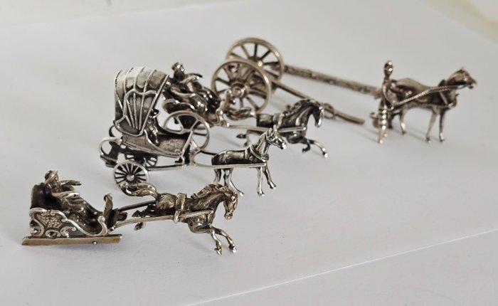 Miniatuur figuur - Paarden (4) - .835 zilver, Antiek en Kunst, Antiek | Zilver en Goud
