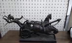 sculptuur, Biga con cavalli - 20 cm - Brons, Marmer