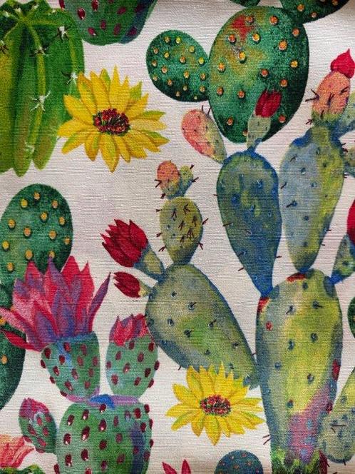 Tissu Pop Art avec des cactus et des fleurs - Textile  -, Antiek en Kunst, Antiek | Tapijten, Tafelkleden en Textiel