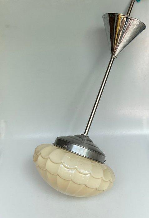 Plafondlamp - opaline glas Chrome pendel - Art-deco, Antiek en Kunst, Antiek | Verlichting