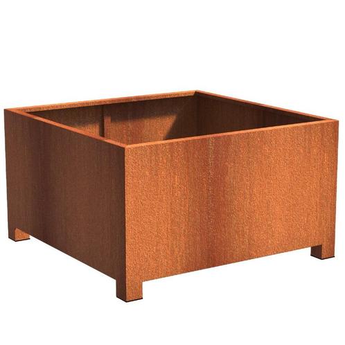 Cortenstaal plantenbak 140x140x80cm - Met poten, Tuin en Terras, Bloembakken en Plantenbakken, 60 cm of meer, 100 cm of meer, Tuin