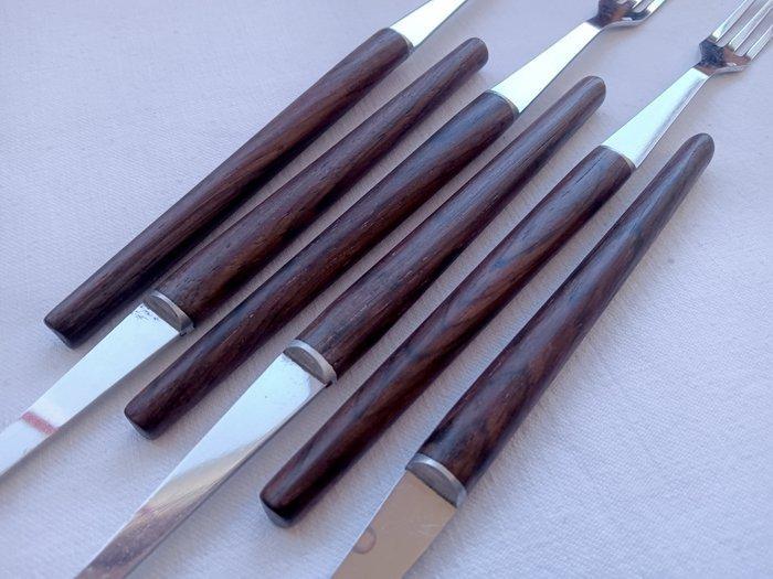 Vork (6) - Staal, Rosewood - 25 cm, Antiek en Kunst, Antiek | Meubels | Tafels