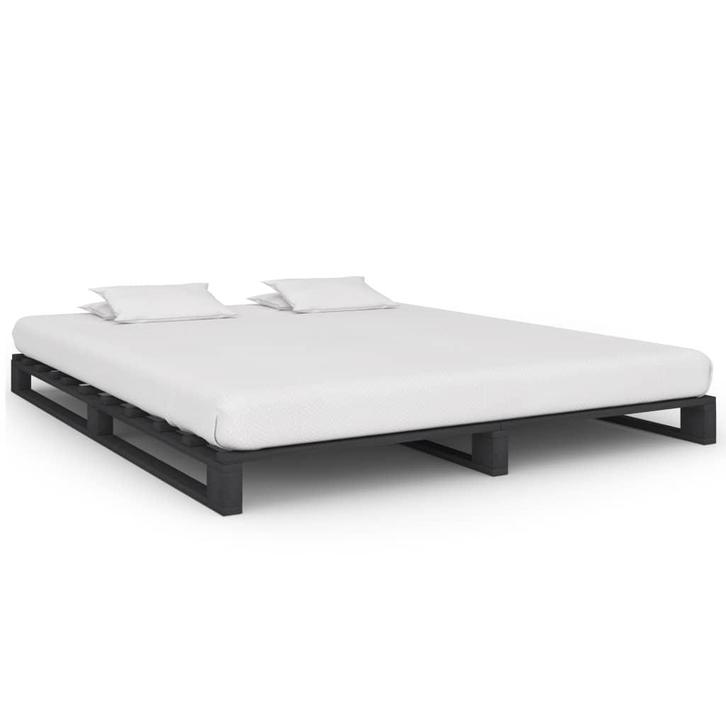 vidaXL Bedframe pallet massief grenenhout grijs 180x200 cm, Huis en Inrichting, Slaapkamer | Bedden, Nieuw, Verzenden