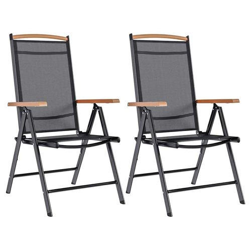 Tuinstoel Set 2 Zwart - Inklapbaar | OP = OP | Aluminium, Tuin en Terras, Tuinstoelen, Nieuw, Aluminium, Verzenden