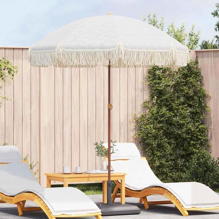 vidaXL Strandparasol Grijs en wit 160 x 160 x 196 cm, Jardin & Terrasse, Parasols, Envoi