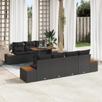 vidaXL 8-delige Tuin Eetset met Kussens Zwart Poly Rattan, Tuin en Terras, Verzenden, Nieuw