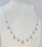 Collier - 18 carats Or jaune - Perles Akoya de 4 × 7,5 mm, Handtassen en Accessoires, Kettingen, Nieuw