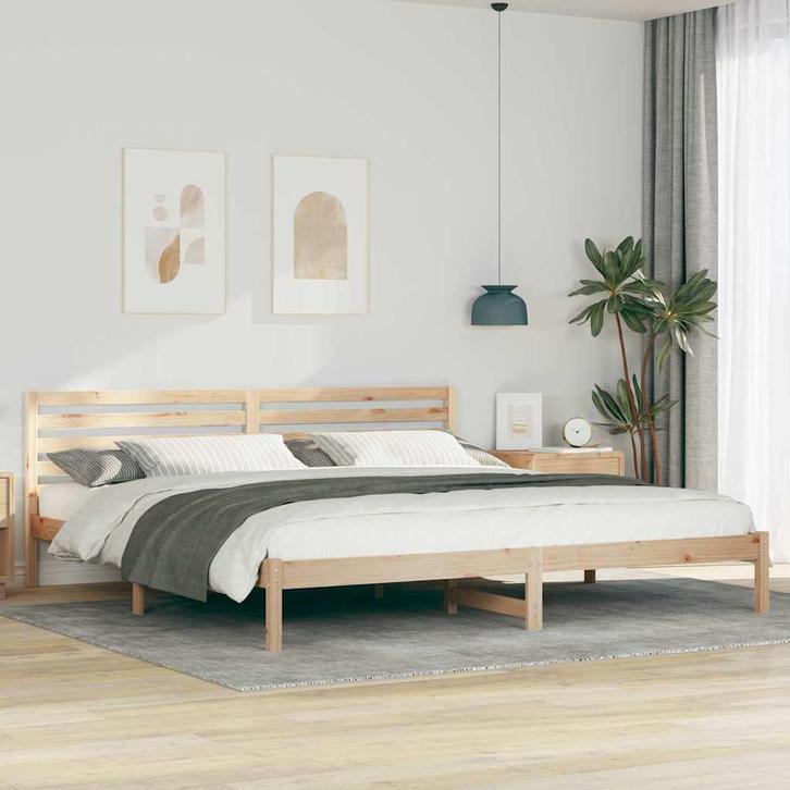 vidaXL Bedframe met hoofdeinde Bruin 180 x 220 cm Massief, Huis en Inrichting, Slaapkamer | Bedden, Nieuw, Verzenden
