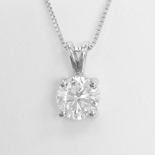 Ketting met hanger - 14 karaat Witgoud -  0.70ct. tw., Handtassen en Accessoires, Antieke sieraden