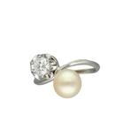 Ring Platina - 0.56ct. tw. Diamant (Natuurlijk) - Parel, Nieuw