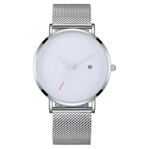 Fako® - Horloge - Mesh - Chicago - Ø40mm - Zilver/Wit, Bijoux, Sacs & Beauté, Montres | Femmes, Envoi