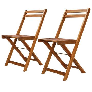 vidaXL Bistrostoelen 2 st massief acaciahout, Tuin en Terras, Tuinstoelen, Verzenden, Nieuw