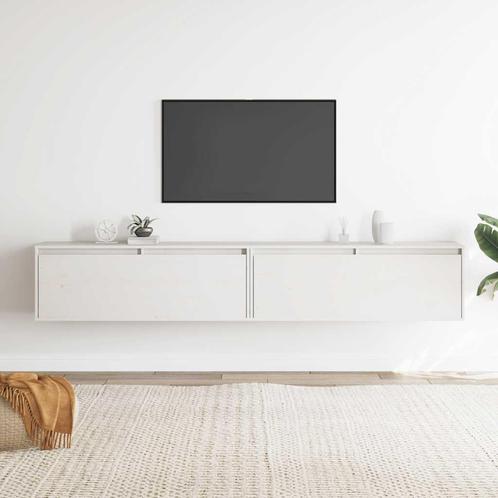 vidaXL Wandkasten 2 st 100x30x35 cm massief grenenhout wit, Huis en Inrichting, Kasten | Wandmeubels, Nieuw, Verzenden