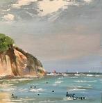 Anne-Esther (1964) - Journée plage au pieds des falaises, Antiek en Kunst, Kunst | Schilderijen | Klassiek