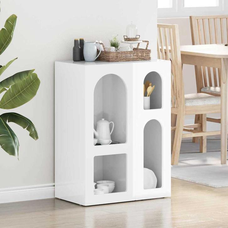 vidaXL Dressoir Hoogglans wit 59 x 35 x 80.5 cm Bewerkt hout, Huis en Inrichting, Kasten | Dressoirs, Nieuw, Verzenden