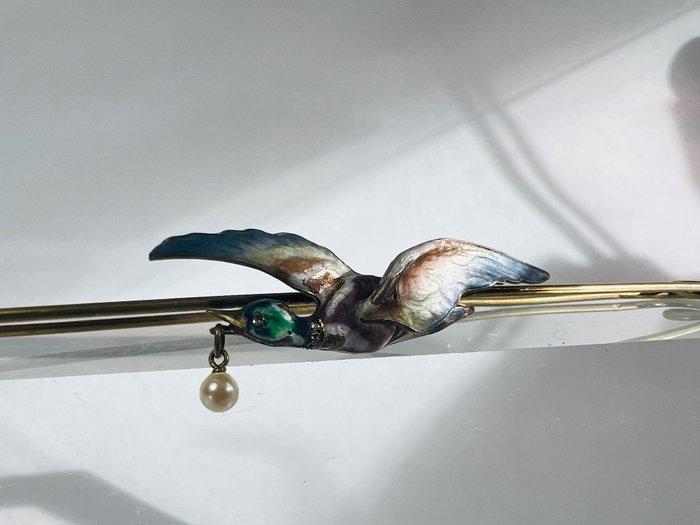 Zilver, Verguld, emaille - Speld - Wilde Eend Meyle & Mayer, Antiek en Kunst, Kunst | Designobjecten