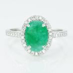 Ring Platina -  2.66ct. tw. Smaragd - Diamant -