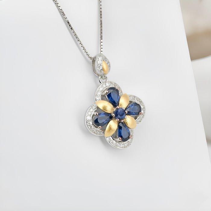 Zonder Minimumprijs - Halsketting Verguld Saffier - Topaas -, Handtassen en Accessoires, Kettingen